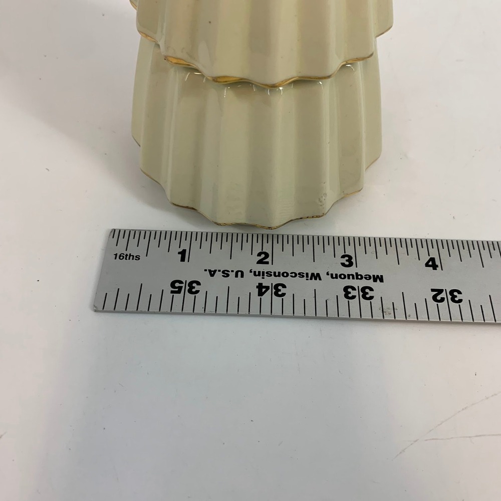 Ceramic Christmas Tree Candle Holder Gold Trimmed Holiday Decor - Picture 9 of 9